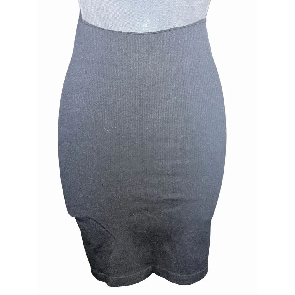 Free People Intimately Black Ribbed Bodycon‎ Midi Dress Mesh Panel M/L Edgy